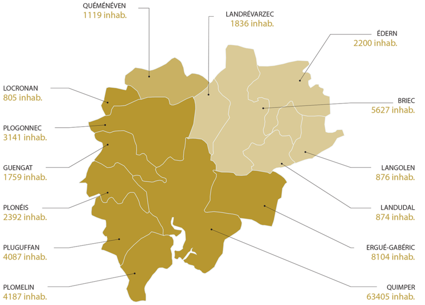 The map of Quimper Bretagne Occidentale